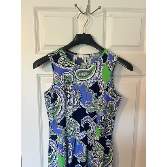 Judy Connally Sleeveless Shift Dress Blue Paisley Print Sz Womens Small Beachy - Picture 5 of 10